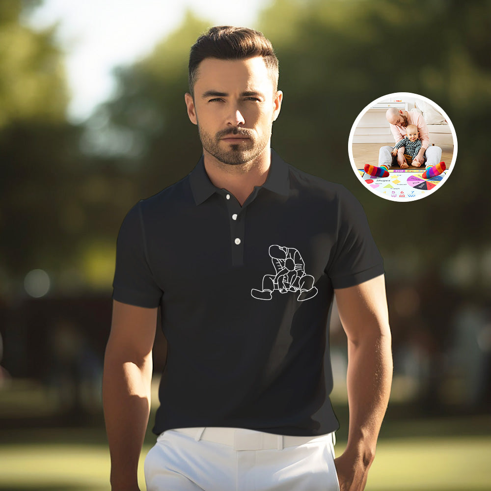 Personalized polo t shirt papa inscription with custom family photo fo